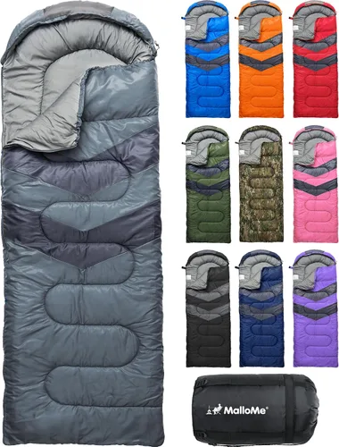 Vista 15 de MalloMe Sacos de dormir para adultos en clima frío y cálido – Saco de dormir para niños, niñas, niños – Accesorios ligeros esenciales de camping