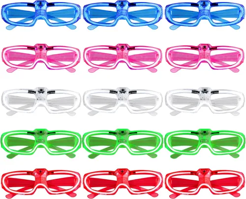 Vista 9 de Hooqict Paquete de 15 lentes de persiana de los años 80 y 90, regalos de fiesta de neón para niños y adultos, suministros de cumpleaños, accesorios