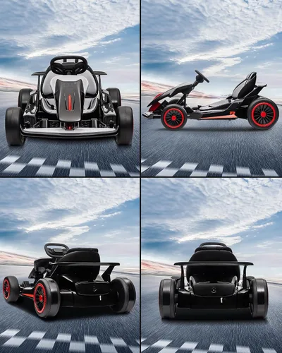 Vista 8 de Go Kart eléctrico de 24 V para niños a partir de 6 años o más Negro