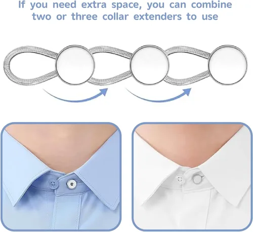 Vista 5 de 20 extensores de botón para jeans, extensores de cuello para camisas de hombre, extensor de botón para camisas de vestir/dos estilos en tres