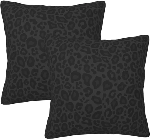 Vista 12 de Perinsto Juego de 2 fundas de almohada con estampado de leopardo, fundas de almohada decorativas con textura de piel animal, fundas de cojín suaves