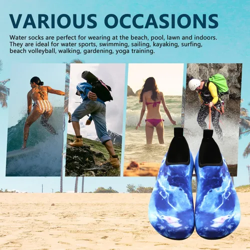Vista 4 de Valennia Zapatos de agua descalzos de secado rápido, calcetines de yoga para playa, natación, surf, ejercicio para mujeres y hombres