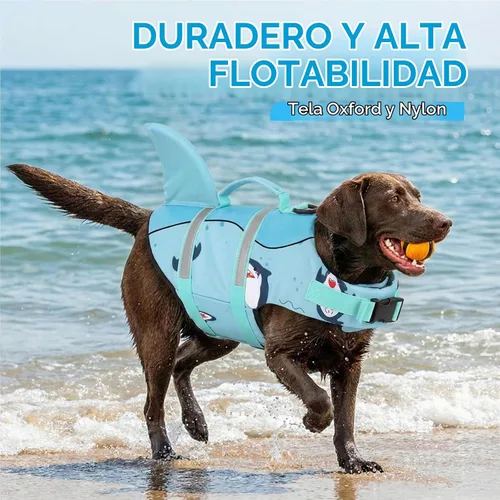 Vista 2 de AOFITEE - Chaleco salvavidas para perros pequeños, con tiburón, para nadar Tiburón Verde Vizcaya