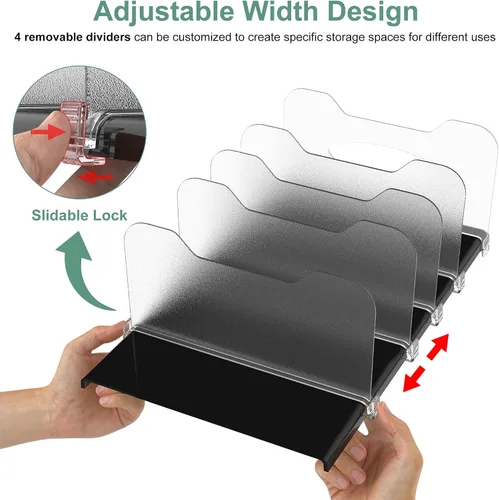Vista 4 de SURETIVIAN Organizador para Congelador 30 cm Organizador Visible para Refrigerador con Divisores Removibles y Asas, Ajustable, Se Ajusta a Comidas