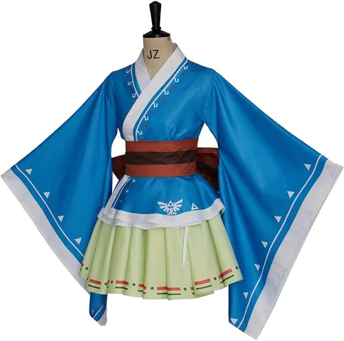 Vista 3 de Breath Wild Link Kimono Cosplay Vestido Mujer Link Botw Cosplay Disfraz Anime Lolita Kimono Vestido para Mujer Adulto