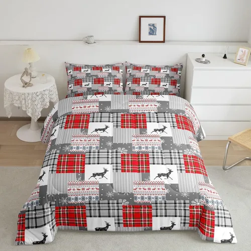 Vista 12 de Erosebridal Juego de edredón de Feliz Navidad, tamaño individual, divertido edredón de Papá Noel para niños y niñas, edredón de plumón de pingüino