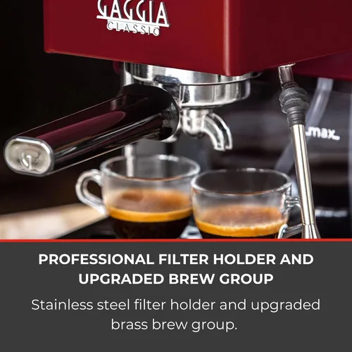 Vista 4 de Gaggia RI9380/47 Classic Pro - Máquina de café expreso, 1.3 litros, color rojo cereza
