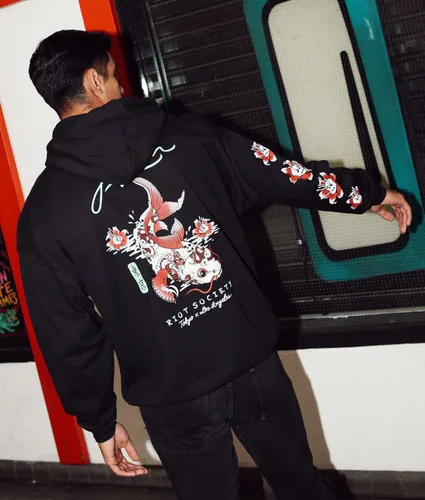 Vista 3 de Riot Society Sudadera con capucha estampada o bordada para hombre