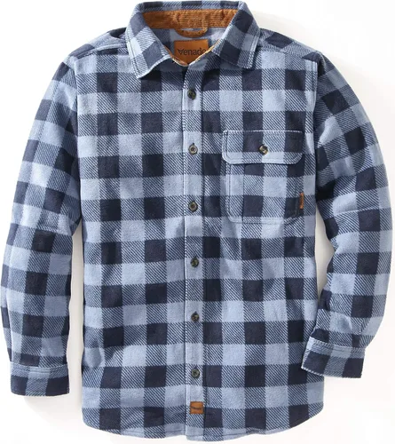 Vista 7 de Venado - Camisas de vellón con cuadros escoceses para hombre, suaves y pesadas Cornamenta a cuadros