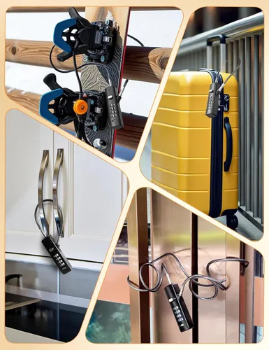 Vista 7 de Cerradura de equipaje con cable combinado de 4 dígitos con 3 cables de acero intercambiables, Gary, 1 paquete, Moderno