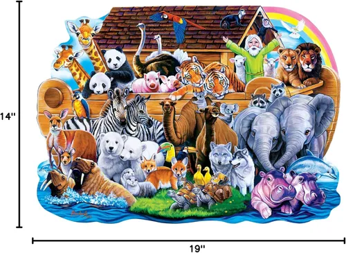 Vista 7 de MasterPieces Rompecabezas con forma de 100 piezas para niños, Arca de Noé, 14 x 19 pulgadas