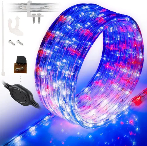 Vista 25 de Cuerda de luces LED de 10 pies, permanente, impermeable, conectable, flexible, con tubo de PVC transparente, certificado ETL, iluminación festiva