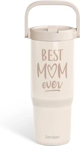Vista 27 de SANDJEST Besties - Vaso de acero inoxidable con tapa para pajita de 30 onzas con asa de transporte para mujeres, niñas, mejores amigas, taza de café