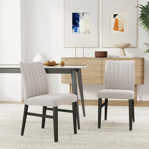 Vista 15 de Roundhill Furniture Wendell - Juego de 2 sillas de comedor tapizadas contemporáneas, color azul