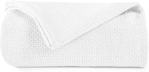 Vista 14 de BOUTIQUO - Cobija de cama 100% algodón, cobija térmica transpirable tamaño individual 60"x90", suave cobija de punto panal 152cmx229cm, cobija