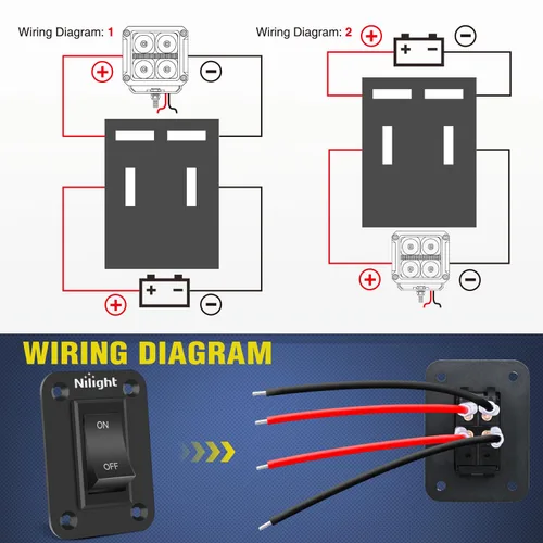 Vista 3 de Panel de Interruptor de Encendido/Apagado Nilight 4 PIN DPST, Interruptores de Palanca Panel 12V 20A, Carcasa de Interruptor de Aluminio Anodizado