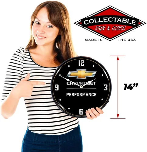 Vista 3 de Chevrolet Performance Reloj de pared LED, Retro/Vintage, iluminado, 14 pulgadas
