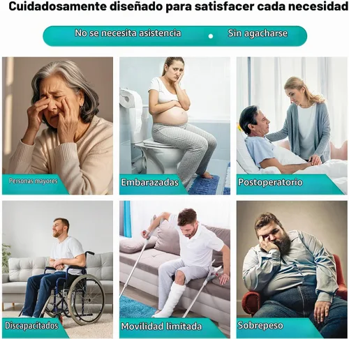 Vista 4 de Herramienta de limpieza a tope, ayuda de limpieza de 15.7 pulgadas para discapacitados, sobrepeso, movilidad limitada