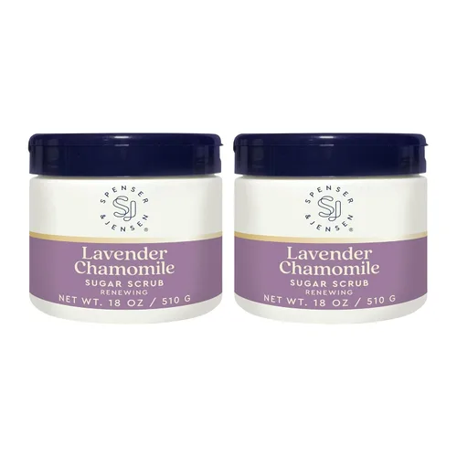Vista 10 de Spenser & Jensen Exfoliante de azúcar de lavanda y manzanilla, exfoliante corporal hidratante y renovador para una piel suave, tersa y sedosa
