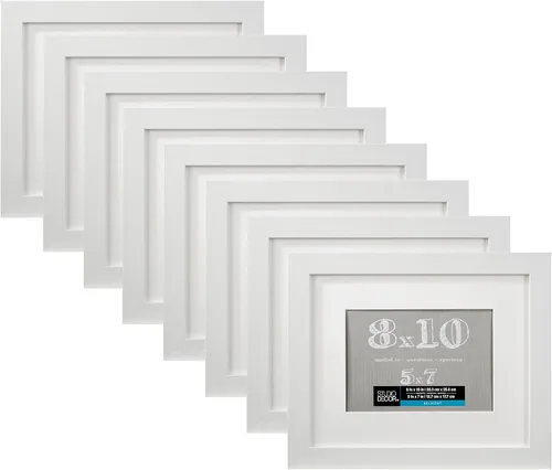 Vista 7 de Studio Décor - Portarretratos Belmont blanco de 5 x 7 pulgadas con paspartú de 4 x 6 pulgadas, accesorios para colgar, pantalla horizontal