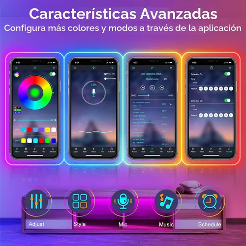 Vista 7 de Tira de luces de neón de 20 pies, cuerda de luces LED flexible con aplicación/control remoto, múltiples modos de luces, luces de neón LED RGB IP65