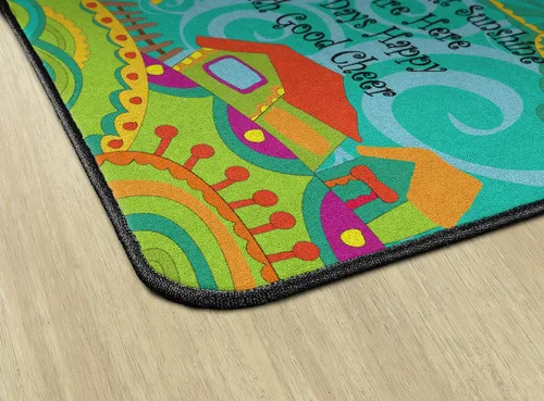 Vista 4 de Flagship Carpets Good Morning Bright Sunshine - Alfombra colorida de dibujos animados para aula infantil, alfombra de habitación de niños, sala