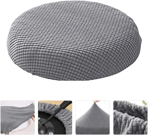 Vista 4 de FOMIYES Funda de silla giratoria elástica redonda para taburete de barra: Protector de cojín circular para bar, cafetería, mostrador de taburete