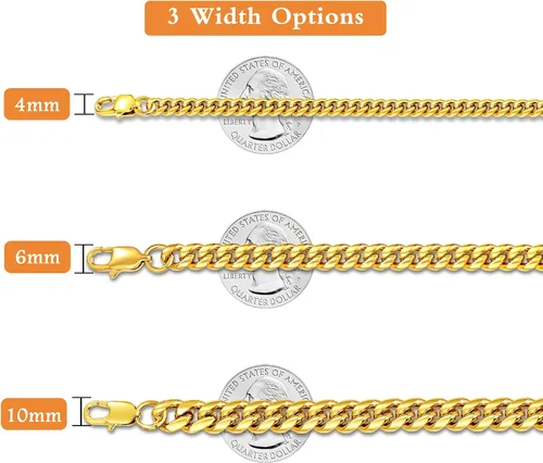 Vista 4 de Jewlpire Diamond Cut Miami Mens Cuban Link Chain Necklace, Gold Chain Silver Chain for Men Boys Women, Hip-Hop & Cool Style, 316L Stainless