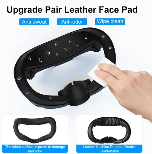 Vista 5 de UPOK Face Pad Cover Facial Interface for MetaOculus Quest 3 Headset -Accessories Thicken Foam Leather Face Cushion 2Pcs With Rigid Adjustable Vented