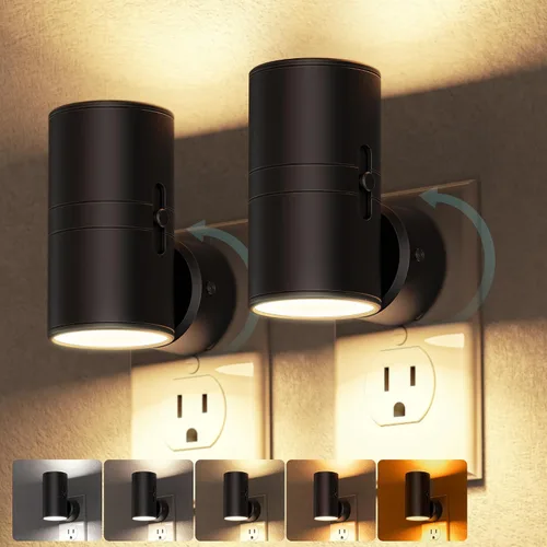 Vista 17 de Briignite - Luces nocturnas led enchufables, 3CCT, sensor de anochecer a amanecer, de 3000 K, regulable para pasillo, dormitorio, escalera, paquete