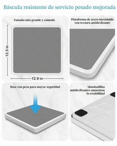 Vista 4 de Báscula médica para peso corporal con pantalla digital, límite de 660 libras, báscula de piso de grado médico de alta precisión, resistente, ajustes