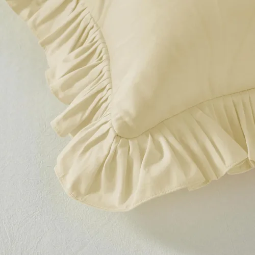 Vista 8 de Lemfux Juego de 2 fundas de almohada con volantes, fundas de almohada decorativas de algodón lavado, fundas de cojín lisas estilo desgastado y chic
