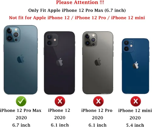 Vista 2 de Funda para iPhone 12 Pro Max con cubierta para lente de cámara, protector de pantalla HD, protección contra caídas de grado militar, soporte