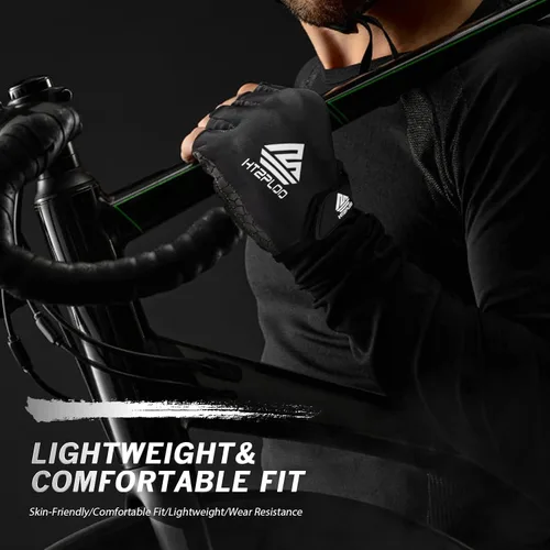 Vista 6 de HTZPLOO Guantes de ciclismo, guantes de ciclismo, guantes de bicicleta para hombres y mujeres, con almohadilla antideslizante que absorbe