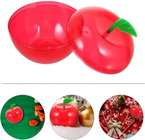Vista 4 de Ciieeo 8pcs Apple Shaped Favor Box Plastic Bobbing Apples Box Filled Bobbing Apple Containers for Party Christmas Decorations
