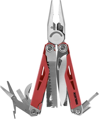 Vista 13 de Tijeras y alicates multiherramienta 21 en 1 con cortadores de tungsteno, autobloqueo Kit EDC duradero y resistente para camping, reparación, Negro