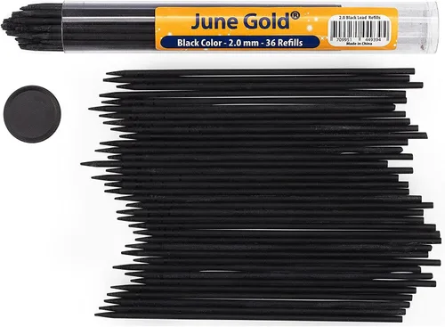 Vista 7 de June Gold repuesto de grafito resistente a quiebres con cómodo dispensador, Arcoiris (Rainbow) Grosor audaz para uso pesado, plomo resistente a