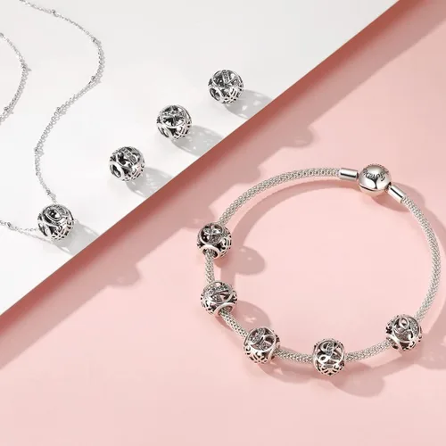 Vista 2 de TIZU Dijes de plata de ley 925 para dijes, pulseras, cuentas iniciales del alfabeto, joyería de regalo para mujeres