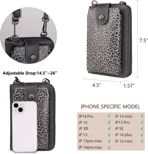 Vista 5 de Montana West Monederos pequeños cruzados para teléfono celular de estilo occidental para mujer, cartera con bolsillo para monedas