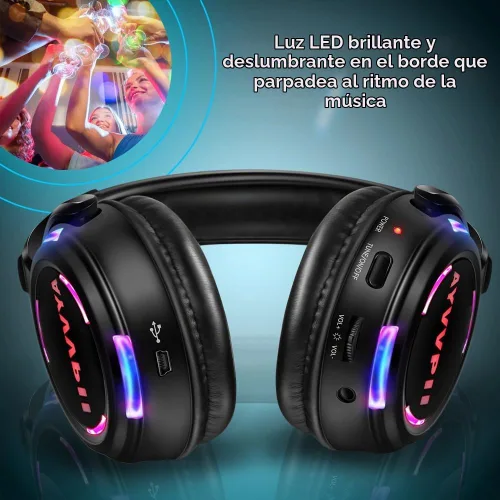 Vista 3 de Auriculares inalámbricos inalámbricos de disco silenciosos RF LED intermitente auricular 10 unidades de auriculares y 1 transmisor 1,640.4 ft