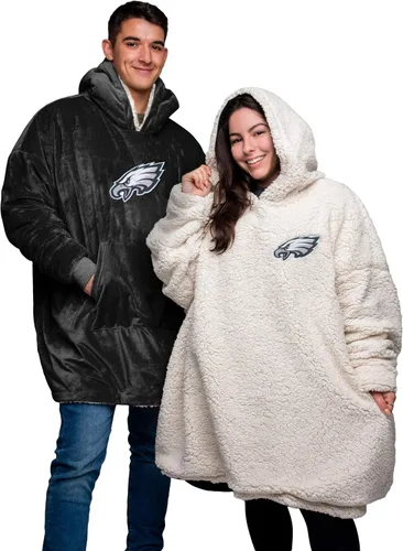 Vista 29 de FOCO NFL Unisex NFL Team Reversible Oversized Sherpa Hoodie Sweatshirt Big Logo Hoodeez