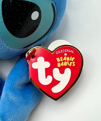 Vista 4 de TY Beanie Baby Stitch - (cuerpo suave) -6", azul