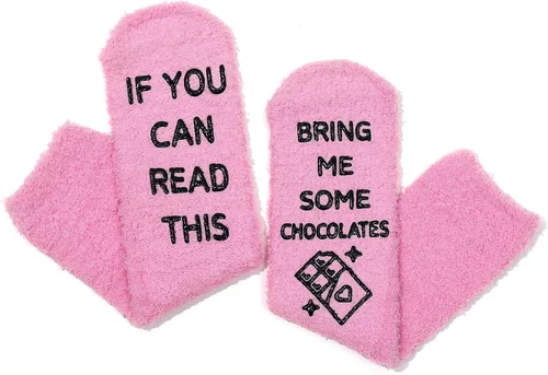 Vista 42 de CHANGGER Calcetines unisex con texto en inglés "If You Can Read This Bring Me Some Fuzzy Funny Saying Crew Socks Christmas Unisex Gift