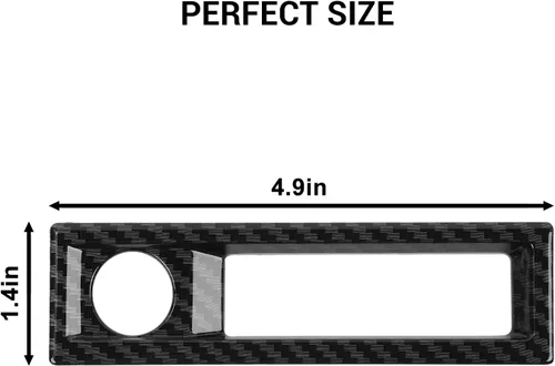 Vista 3 de Jimen Compatible con Ford F150 2021-2023, consola central reposabrazos caja interruptor botón cubierta marco (fibra de carbono)