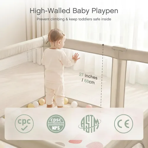 Vista 5 de Doradotey - Corralito plegable y premontado para bebés y niños pequeños, corralito grande de 55 x 79 pulgadas para interiores, juego de valla