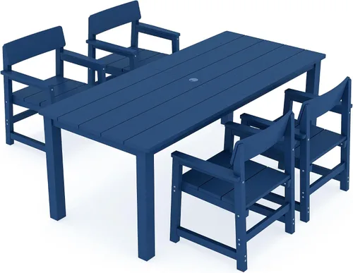 Vista 8 de Jocoevol Juego de comedor de patio HIPS de 5 piezas para 4 mesas y sillas al aire libre
