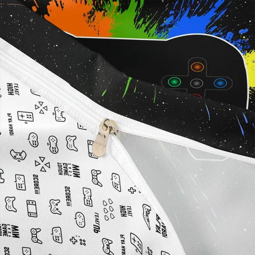 Vista 5 de Erosebridal - Ropa de cama para adolescentes y niños, estampado de control de videojuegos, funda de edredón tamaño individual, 2 piezas con 1 funda