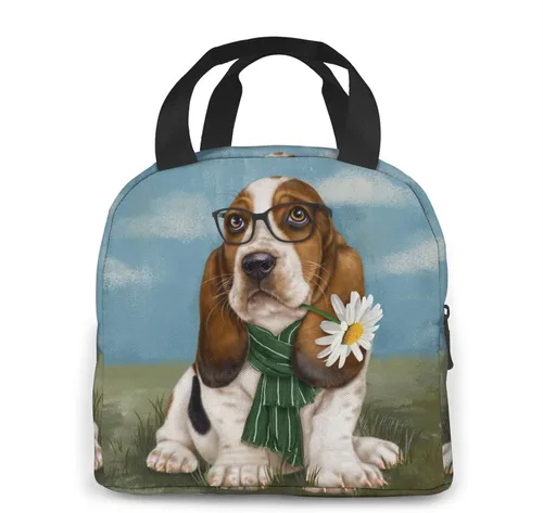 Vista 5 de Loncheras para mujeres y hombres, bolsa de almuerzo aislada para adultos Basset Hound Dog Lunch Box para hombre y mujer, bolsas de almuerzo