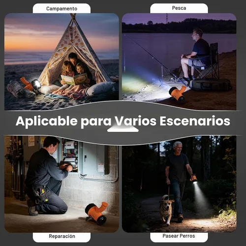Vista 6 de YIERBLUE Foco recargable, linterna recargable de mano de 200,000 lúmenes, IP67 resistente al agua 12 horas de funcionamiento para navegación Naranja