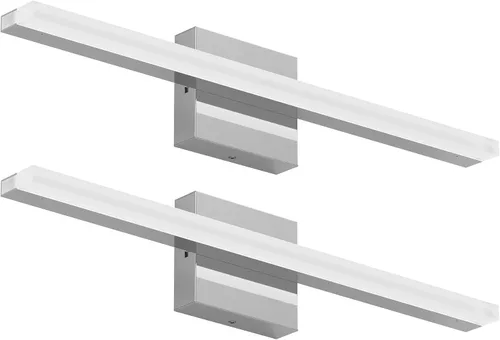 Vista 10 de ZAGO Lámpara de tocador de baño de 24 pulgadas sobre el espejo, LED moderna y rotacional montada en la pared, ajustable, cableada, con cable